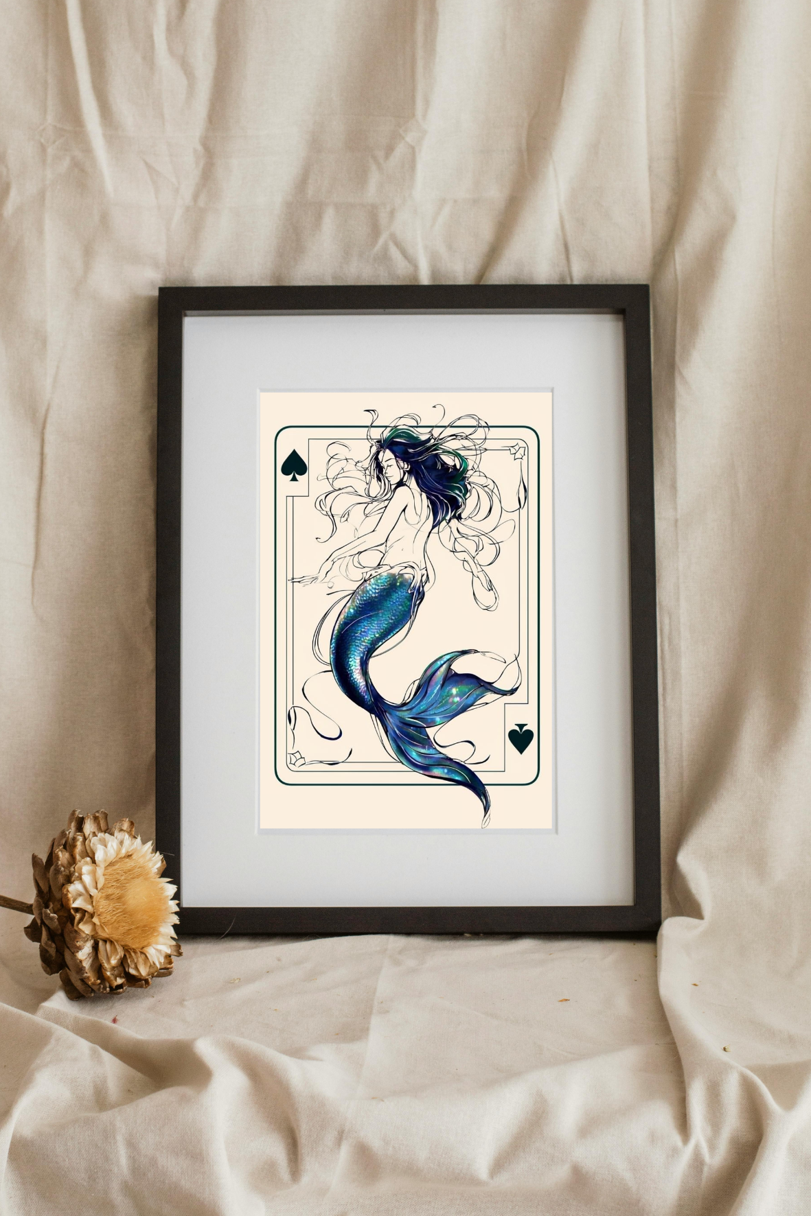 π§ββοΈ Mermaid Playing Card Art Print β High-Quality Fantasy Illustration